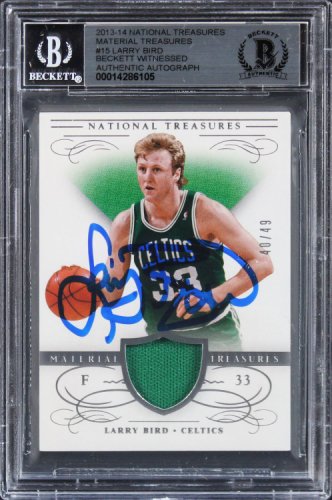 Larry Bird Autographed Signed 2013 National Treasures Material #15 Card Auto 10 Beckett Slabbed