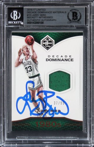 Larry Bird Autographed Signed 2016 Limited Decade Dominance #15 #37/99 Card Auto 10 Beckett Slab
