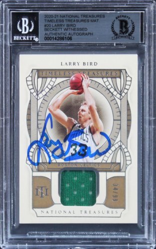 Larry Bird Autographed Signed 2020 National Treasures Timeless #20 Card Auto 10 Beckett Slab 2