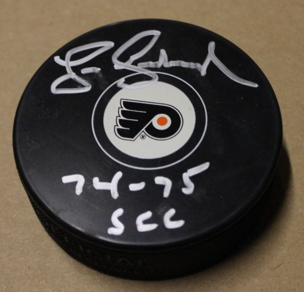 Larry Goodenough Philadelphia Flyers Autographed Signed Puck Inscribed 74-75 SCC