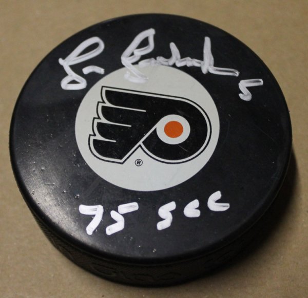Larry Goodenough Philadelphia Flyers Autographed Signed Puck Inscribed 75 SCC