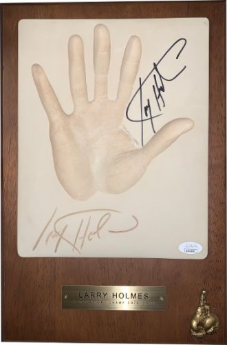 Larry Holmes Autographed Signed Cast Plaster Actual Hand Print 10x15 Wood Plaque/Nameplate- JSA #EE63142 (Heavyweight Boxing Champion)