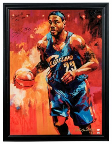 Lebron James Autographed Signed "Rookie Of The Year 04 Malcolm Farley Painting Art JSA COA