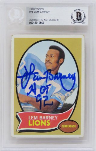 Lem Barney Signed Photo - 8x10 #20 HOF 92 white jersey)