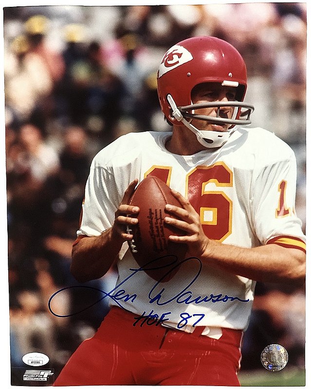 Signed Len Dawson Authentic Mitchell & Ness 1969 Kansas City Chiefs Throwback  Jersey With PSA/DNA Authentication and AFL Patch