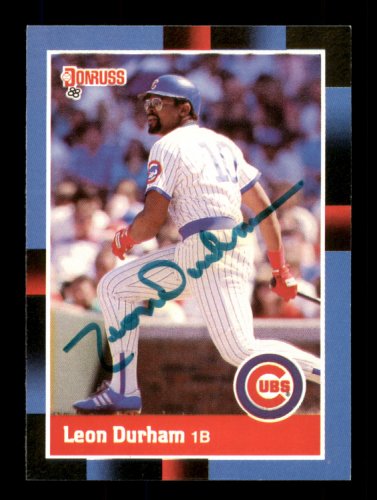 Leon Durham Signed Chicago Cubs White Pinstripe Majestic