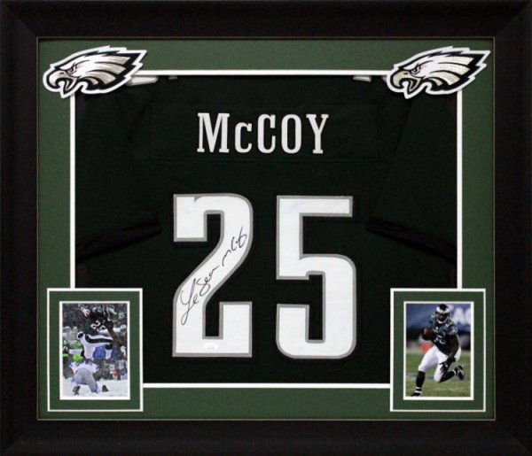 LeSean McCoy Snow Bowl Leap Philadelphia Eagles Autographed Framed Football  Photo