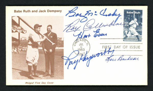 Lou Boudreau Autographed Signed , Hoot Evers, Barney Mccosky, Roy Cullenbine & Ray Hayworth First Day Cover #156788