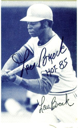 Lou Brock Autographed Signed 3.5X5.5 Postcard St. Louis Cardinals "HOF 85" #106133