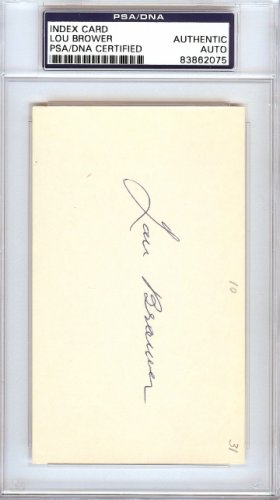 Lou Brower Autographed Signed 3X5 Index Card Detroit Tigers PSA/DNA