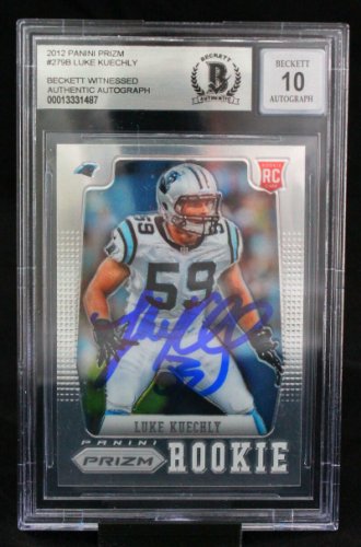 Luke Kuechly Autographed & Framed Blue Panthers Jersey Auto Beckett COA