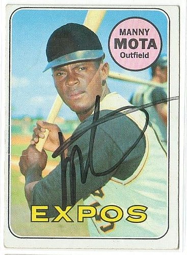 Manny Mota Montreal Expos Autographed Signed 1969 Topps Trading