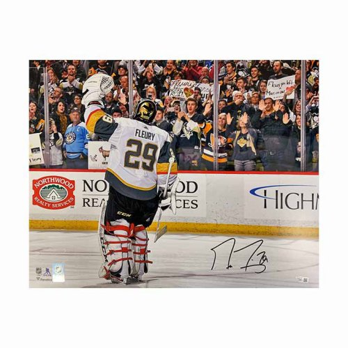 Marc-Andre Fleury Autographed 8x10 Winter Classic Waving Terrible