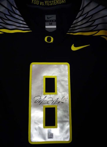 Marcus Mariota Autographed Framed Black Oregon Authentic Jersey MM Holo