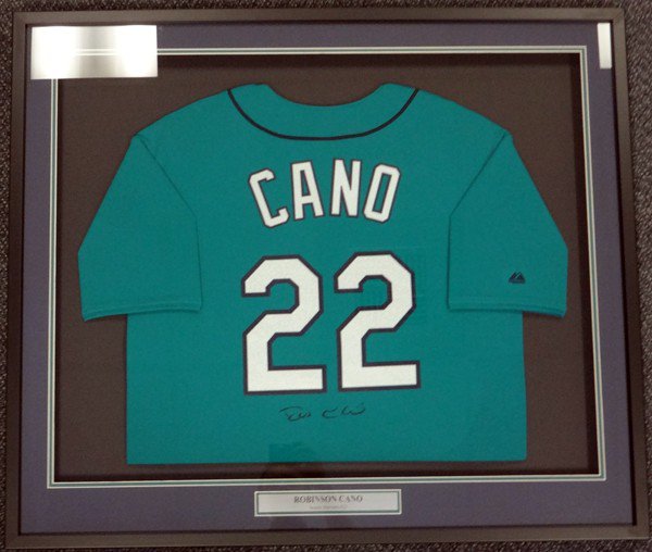 Mariners Robinson Autographed Signed Seattle Cano Framed Teal Majestic Jersey PSA/DNA Itp
