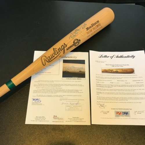 Mark Mcgwire Autographed Signed Extraordinary Game Used 1988 All Star Game Bat PSA DNA & JSA