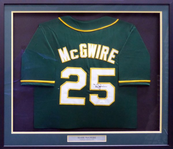 Mark Mcgwire Autographed Signed Oakland Athletics Framed Green Jersey JSA