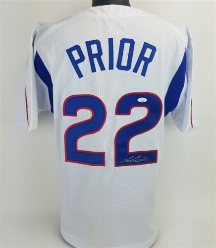 22 MARK PRIOR Chicago Cubs MLB Pitcher White Throwback Team Jersey