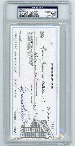 Maurice Richards Maurice Autographed Signed Check - PSA/DNA