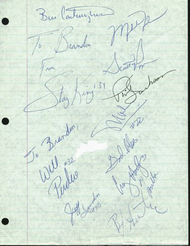 Michael Jordan Autographed Signed 1989-90 Bulls (12) , Pippen, Jackson 8X10.5 Cut PSA
