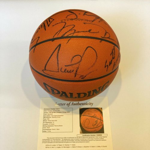 Michael Jordan Autographed Signed 1997-98 Chicago Bulls Team Basketball "The Last Dance" JSA