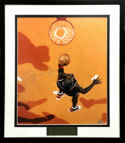 Michael Jordan Autographed Signed 1S Sneaker 16X20 Msg Last Game Photo Framed Auto UDA Le