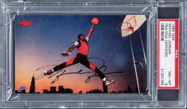 Michael Jordan Autographed Signed Bulls 1985 Nike #2 3X5 Promo Trading Card Nm 8 PSA Slabbed