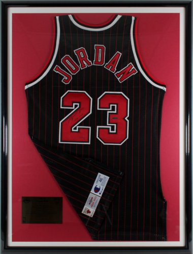 Michael Jordan Autographed Signed Bulls 72-10 Black Champion Framed Jersey UDA