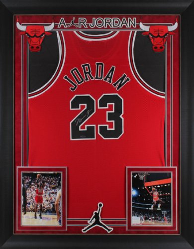 Michael Jordan Autographed Signed Bulls Authentic Red Framed Jersey UDA & Beckett