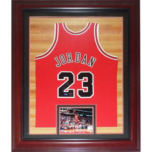Michael Jordan Autographed Signed Chicago Bulls (Red #23 M Ness) Deluxe Framed Jersey - UDA UDA