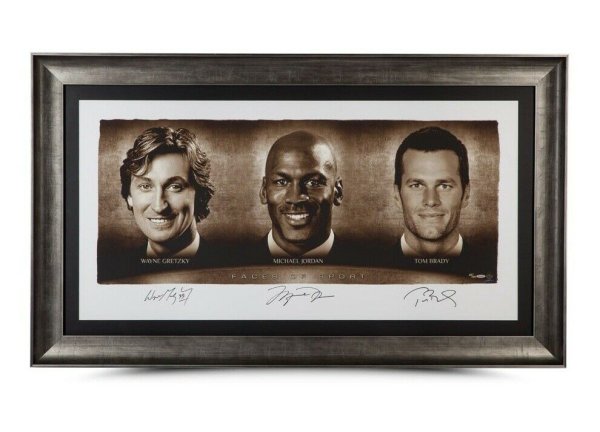 Michael Jordan Autographed Signed Gretzky Tom Brady 24X48 Framed Lithograph #/100 UDA