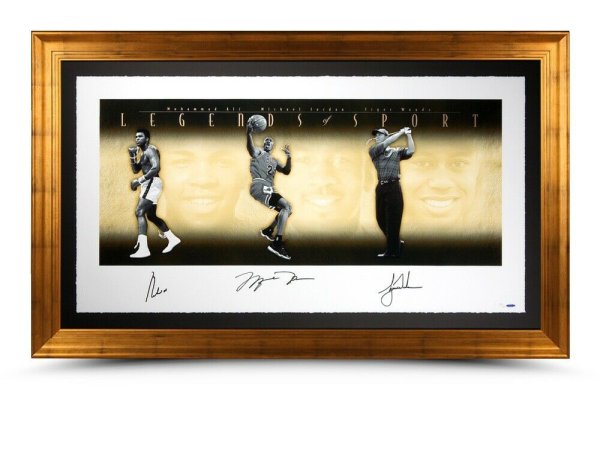 Michael Jordan Autographed Signed Muhammad Ali Tiger Woods 49X25 Print Framed /500 UDA