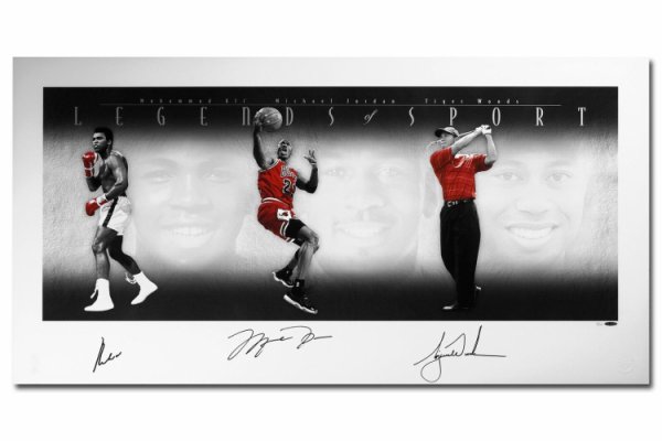 Michael Jordan Autographed Signed Muhammad Ali Tiger Woods 49X25 Print Legends /100 UDA