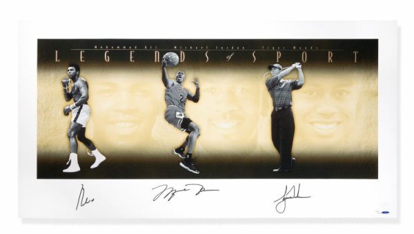 Michael Jordan Autographed Signed Muhammad Ali Tiger Woods 49X25 Print Legends /500 UDA