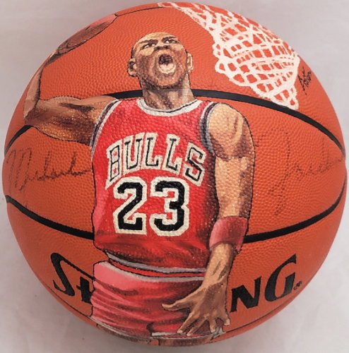 Michael Jordan Autographed Signed Spalding Leather Hand Painted Basketball Chicago Bulls JSA