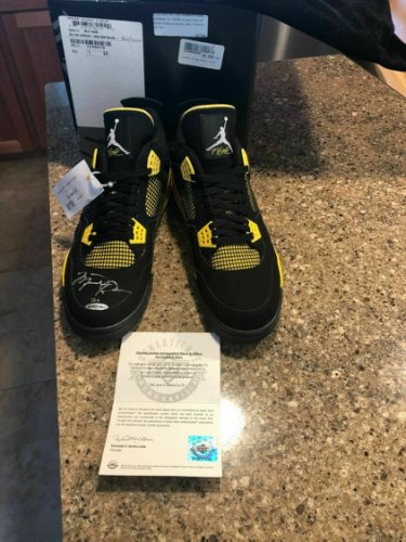 Michael Jordan Autographed Signed UDA UDA Autograph Black & Yellow 4 Shoes 1/23 W/Box