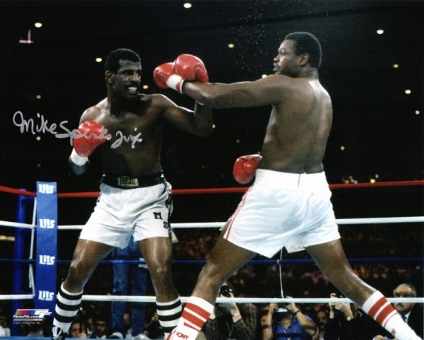 Michael (Mike) Spinks Autographed Signed Boxing vs Larry Holmes Action 8x10 Photo w/Jinx