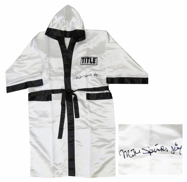 Michael (Mike) Spinks Autographed Signed Title White Boxing Robe w/Jinx