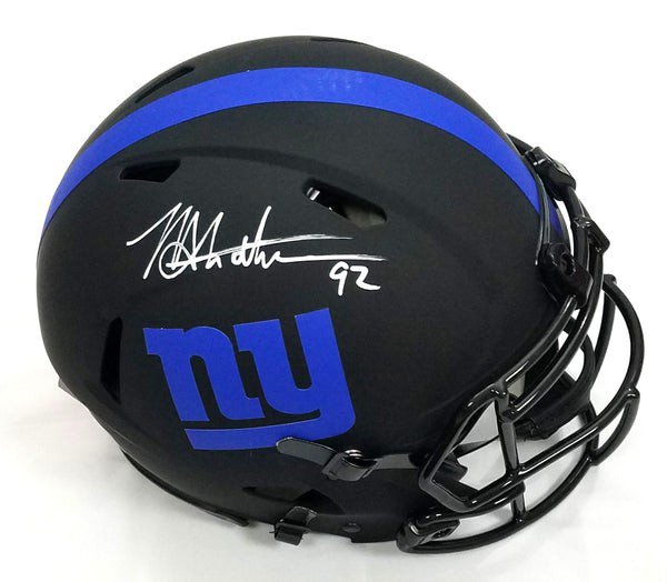 Michael Strahan Autographed Signed New York Giants Riddell Replica Flat Matte Black Helmet 0851