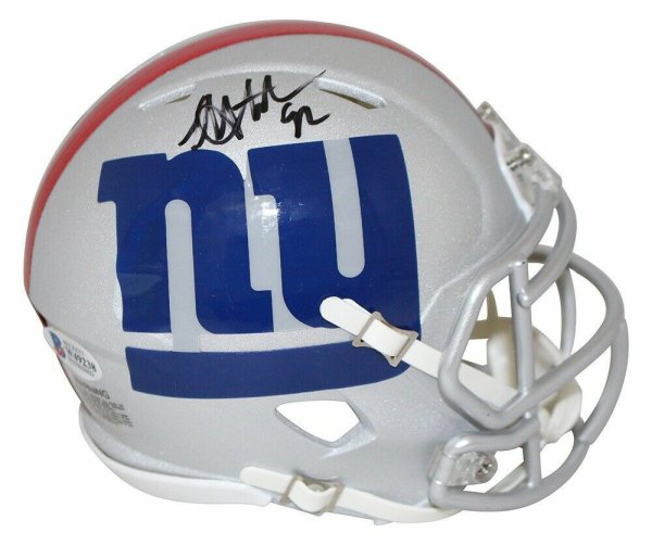 Michael Strahan Autographed Signed /Signed New York Giants Amp Mini Helmet Beckett