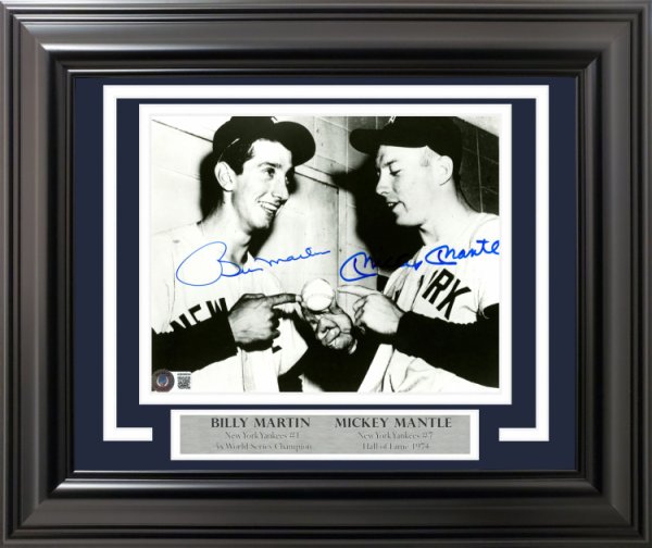 Mickey Manlte Autographed Signed & Billy Martin Framed 8X10 Photo New York Yankees Beckett Beckett
