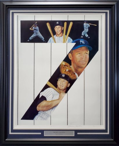 Mickey Manlte Autographed Signed Framed 25X32 Lithograph Photo New York Yankees Artist Proof #23/50 #193714