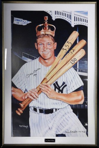 Mickey Manlte Autographed Signed Framed 28X41 Poster Photo New York Yankees "1956" PSA/DNA