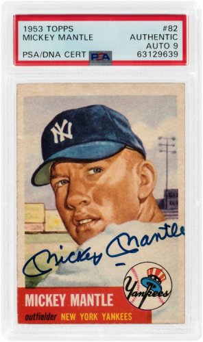 Mickey Manlte Autographed Signed Yankees 1953 Topps #82 Card Auto Graded 9! PSA Slabbed