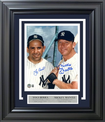 Mickey Manlte Autographed Signed & Yogi Berra Framed 8X10 Photo New York Yankees Beckett Beckett