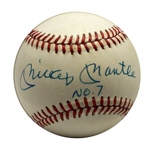 Mickey Mantle Autographed Signed Major League Baseball No. 7 Inscription Signed in Blue Pen - JSA Authentic