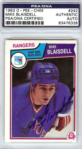 Mike Blaisdell Autographed Signed 1983 O-Pee-Chee Card #242 New York Rangers PSA/DNA