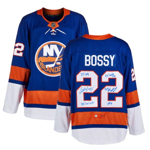 MIKE BOSSY Signed Blue New York Islanders CCM Jersey with HOF 91