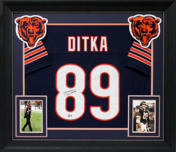 Mike Ditka Autographed Chicago Bears Goal Line Art Card blue w/HOF 88