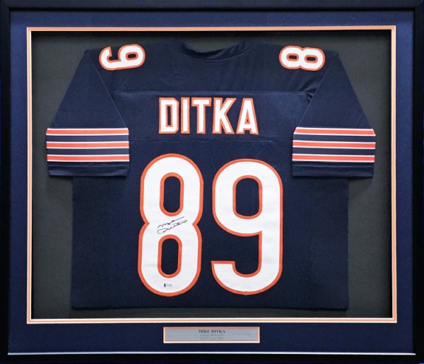 Mike Ditka Authentic Signed Navy Blue Pro Style Framed Jersey BAS Witnessed